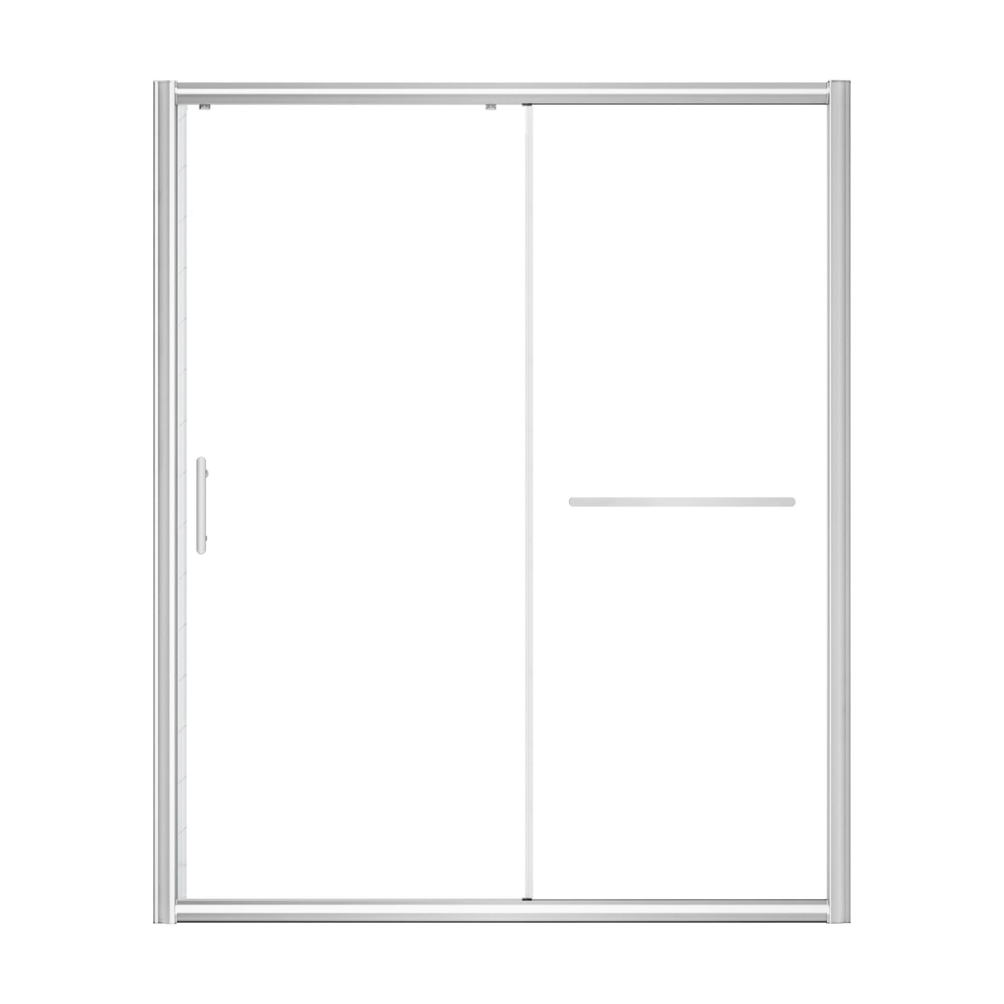 Frosted Sliding Shower Door 55-60" W x 72" H, Matte Black, Single Sliding Door, Framed, 1/4" (6mm) SGCC Tempered Glass, Reversible Installation