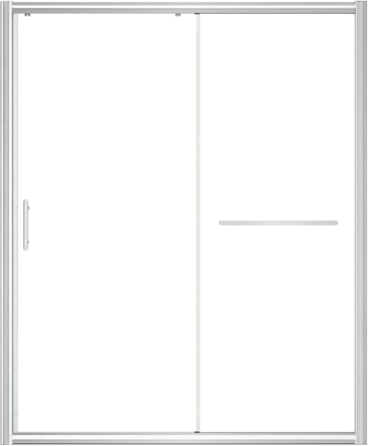 Frosted Sliding Shower Door 55-60" W x 72" H, Matte Black, Single Sliding Door, Framed, 1/4" (6mm) SGCC Tempered Glass, Reversible Installation