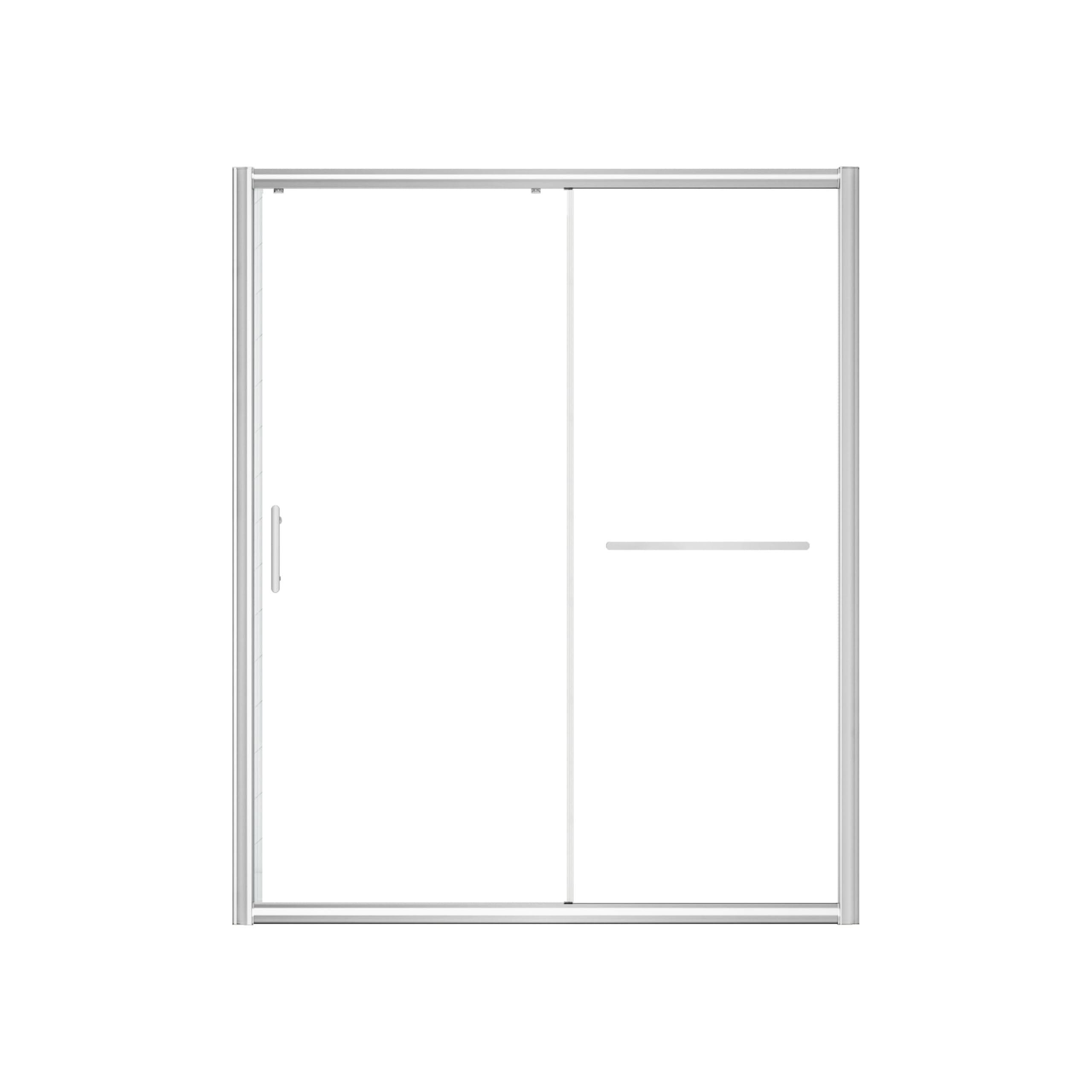 Frosted Sliding Shower Door 55-60" W x 72" H, Matte Black, Single Sliding Door, Framed, 1/4" (6mm) SGCC Tempered Glass, Reversible Installation