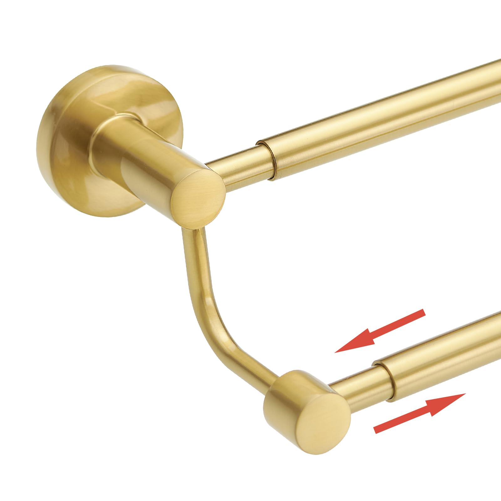 BESy Adjustable 16-26 Inches Double Bath Towel Bar for Bathroom SUS304 Stainless Steel Towel Holder, Hotel Style Wall Mount with Screws Hand Towel Bar，Towel Rack Rod Hanger, Brushed Gold Finish