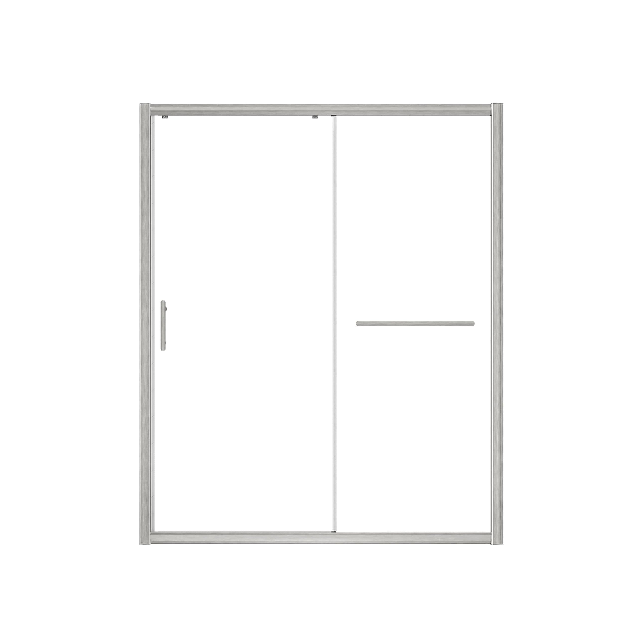Frosted Sliding Shower Door 55-60" W x 72" H, Matte Black, Single Sliding Door, Framed, 1/4" (6mm) SGCC Tempered Glass, Reversible Installation