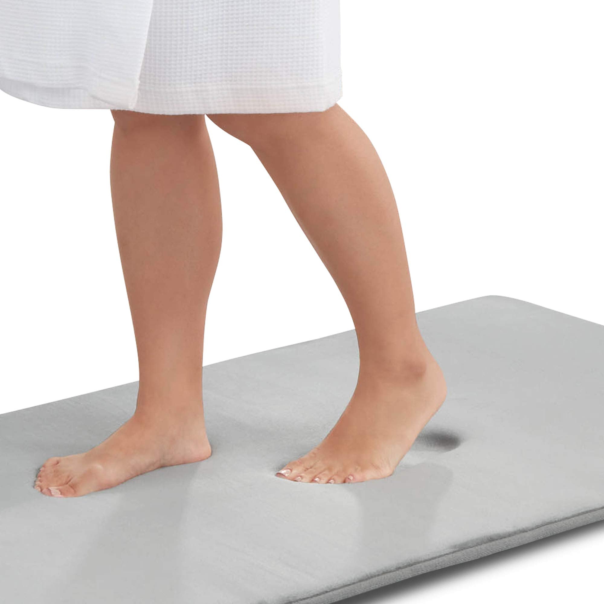 Genteele Memory Foam Bath Mat Non Slip Absorbent Super Cozy Velvet Bathroom Rug Carpet (20 inches X 32 inches, Grey)