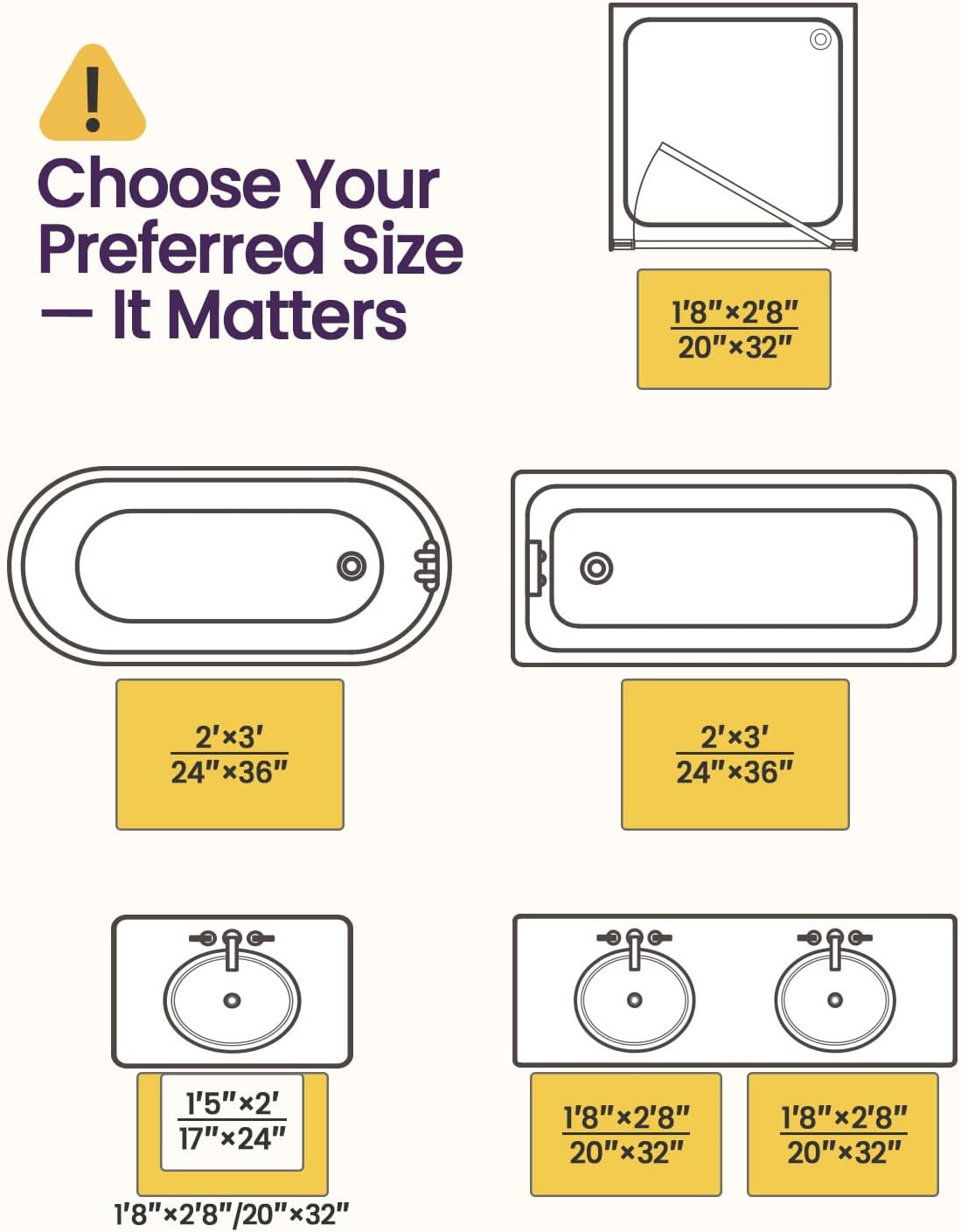 DEXI Memory Foam Bath Mat 24x17, Soft Absorbent Chenille Bathroom Rug, Non Slip Quick Dry Bath Mats for Bathroom, Thick Plush Floor Carpet for Tub Shower, Sink, Beige