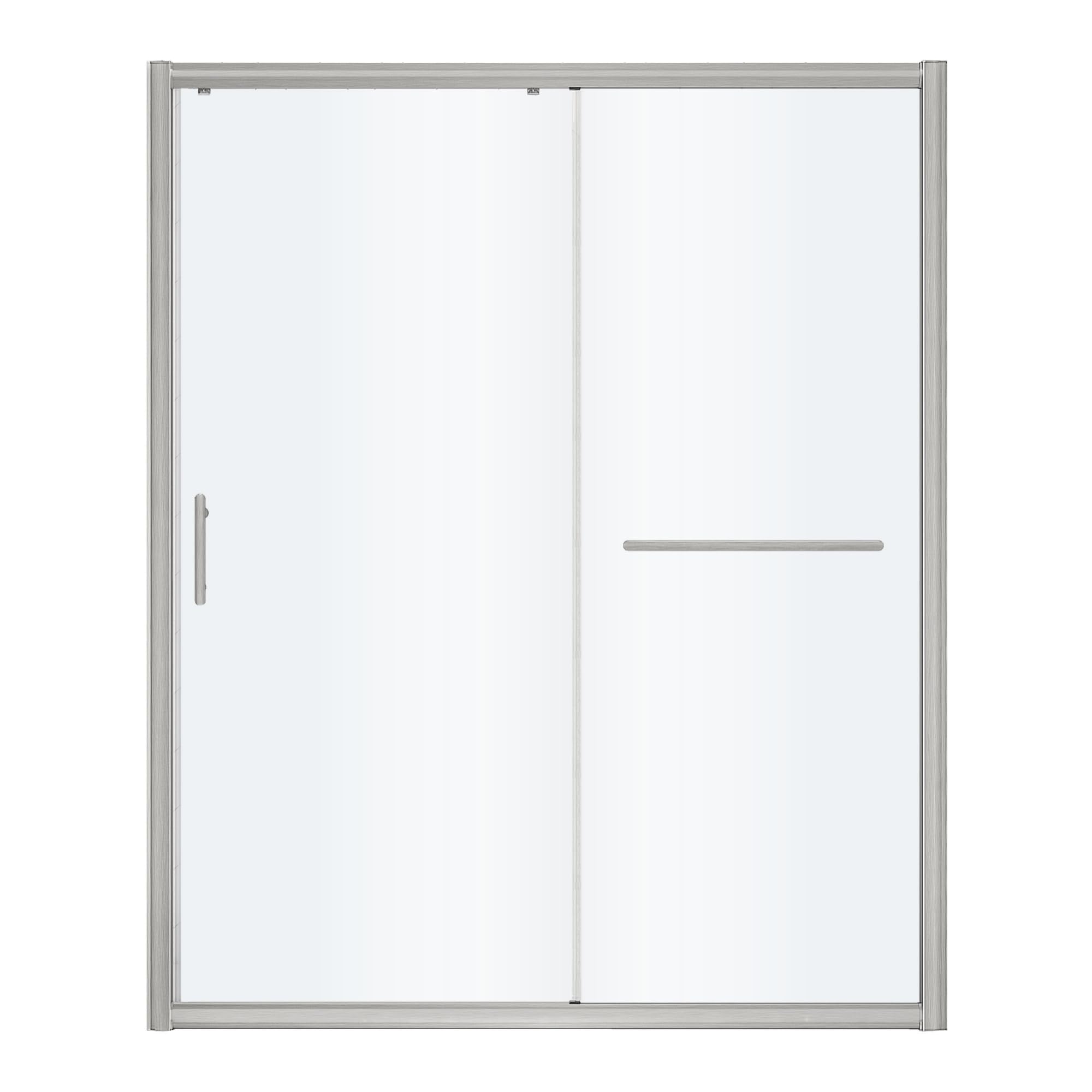 Frosted Sliding Shower Door 55-60" W x 72" H, Matte Black, Single Sliding Door, Framed, 1/4" (6mm) SGCC Tempered Glass, Reversible Installation