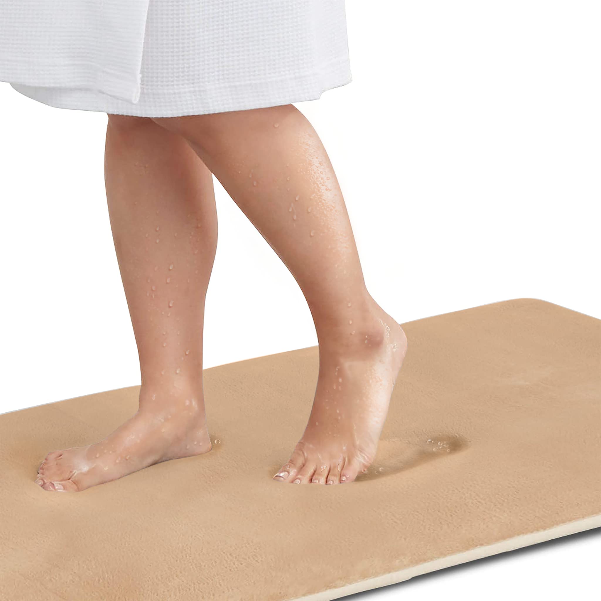 Genteele Memory Foam Bath Mat Non Slip Absorbent Super Cozy Velvet Bathroom Rug Carpet (20 inches X 32 inches, Grey)