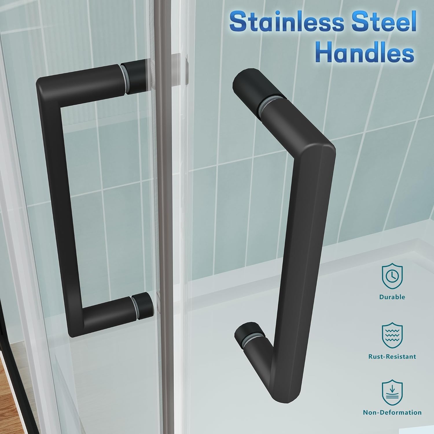 ENSO SENKA Corner Shower Enclosure 36" D X 36" W X72" H Shower Stall for Walk in Shower, 1/4" Thick Clear SGCC Tempered Glass Sliding Shower Door, Matte Black (Shower Base Not Included)