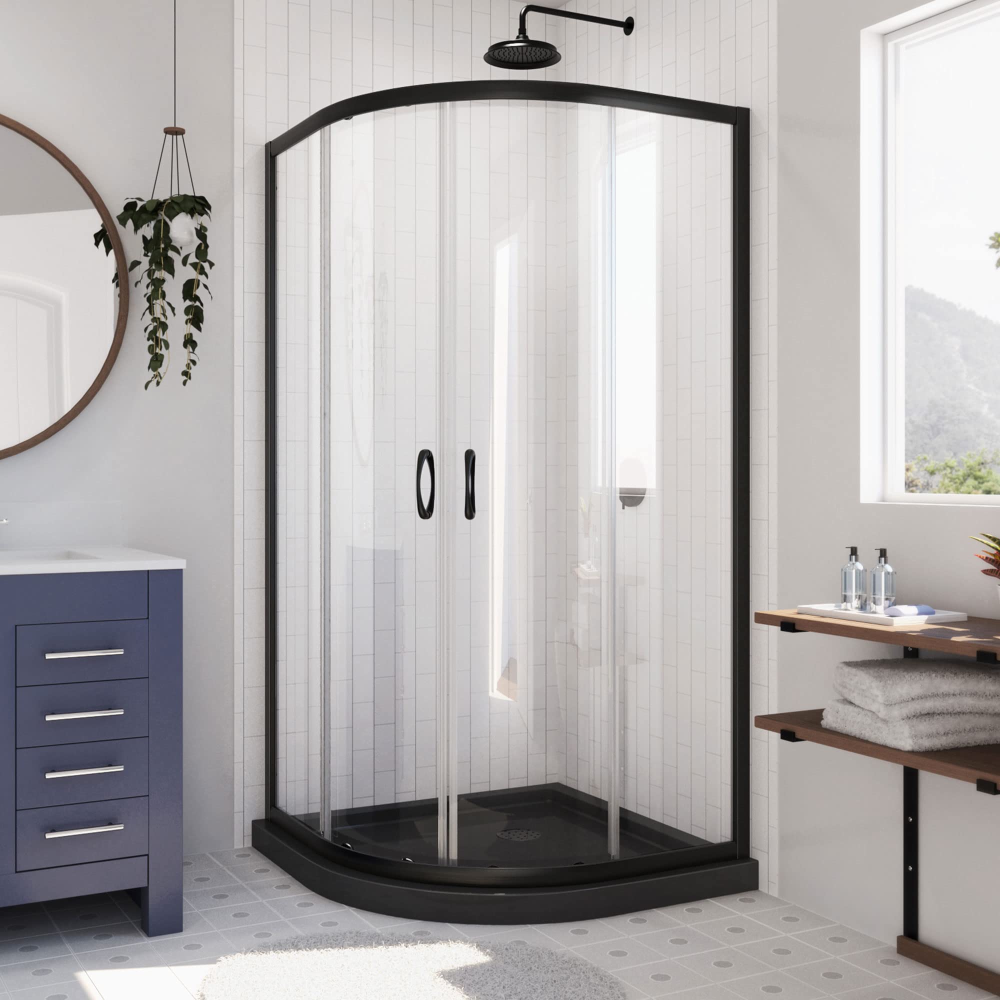 DreamLine Prime 36 in. x 74 3/4 in. Semi-Frameless Frosted Glass Sliding Shower Enclosure in Chrome with White Base Kit, DL-6702-01FR