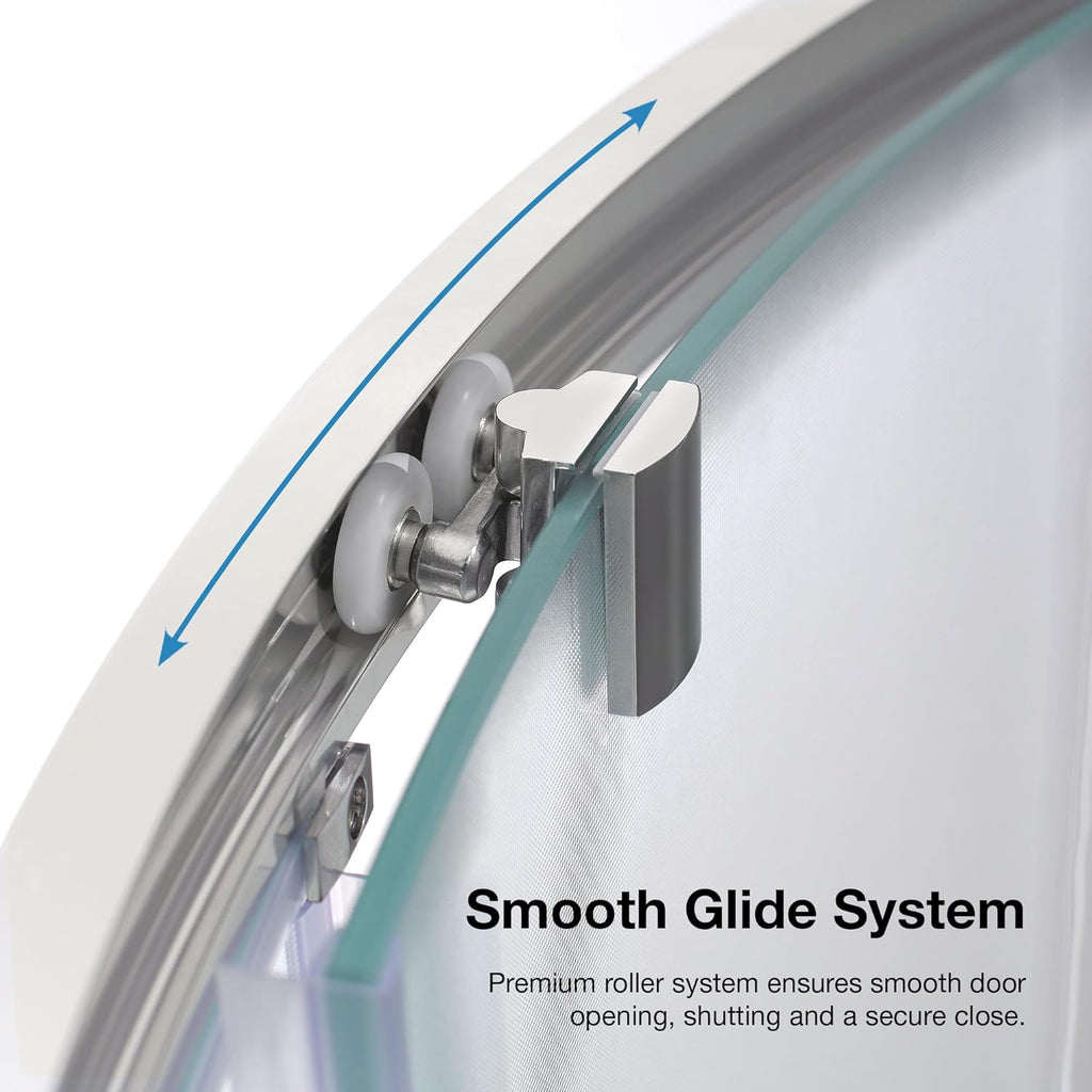 OVE Decors Breeze 34 in. Corner Shower Frosted Sliding Door with Base in Satin Nickel Finish