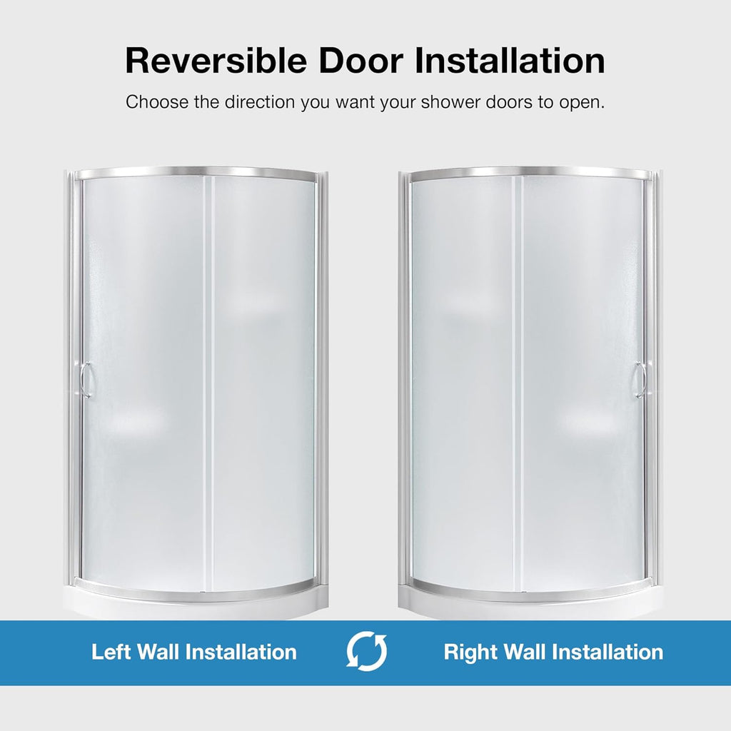 OVE Decors Breeze 34 in. Corner Shower Frosted Sliding Door with Base in Satin Nickel Finish