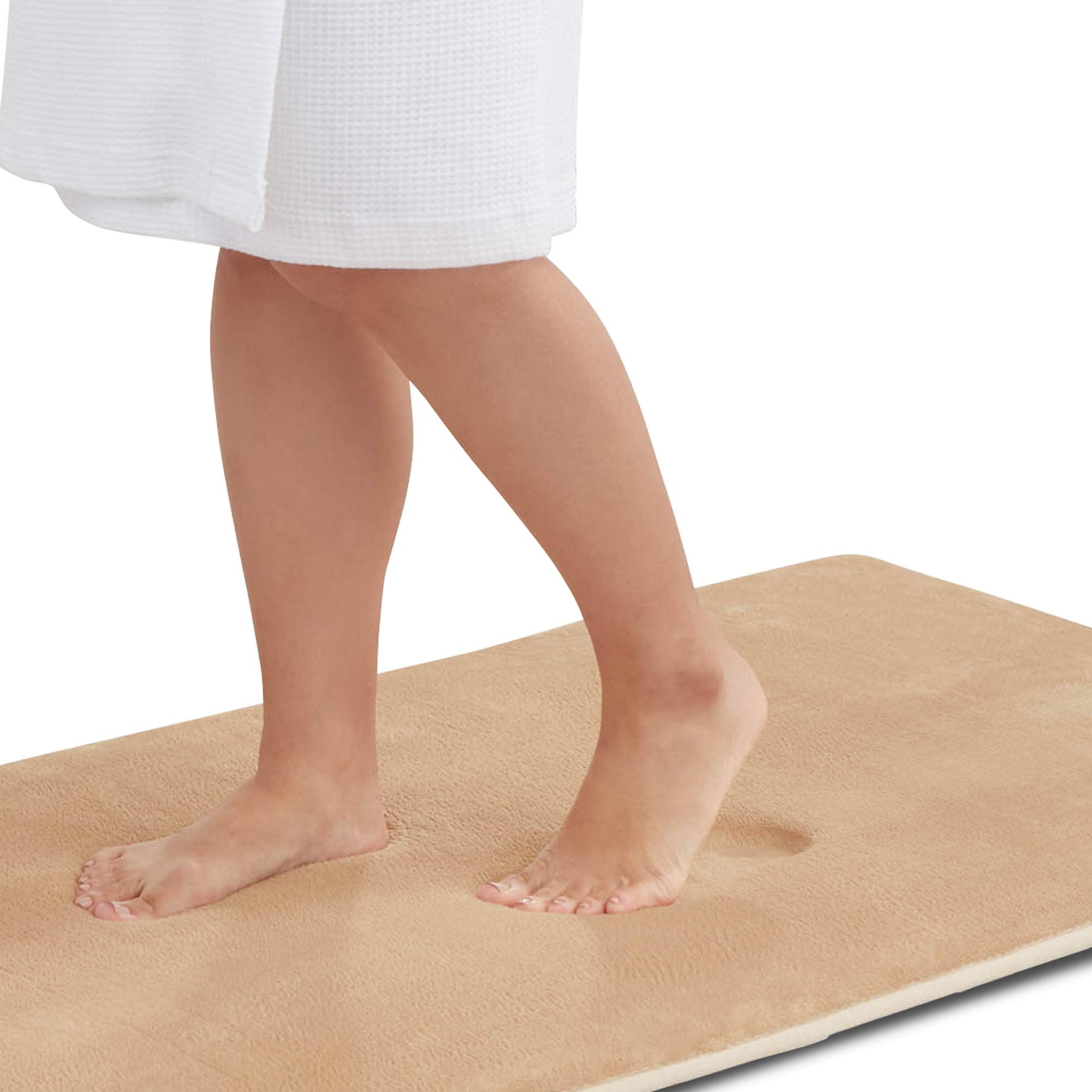 Genteele Memory Foam Bath Mat Non Slip Absorbent Super Cozy Velvet Bathroom Rug Carpet (20 inches X 32 inches, Grey)