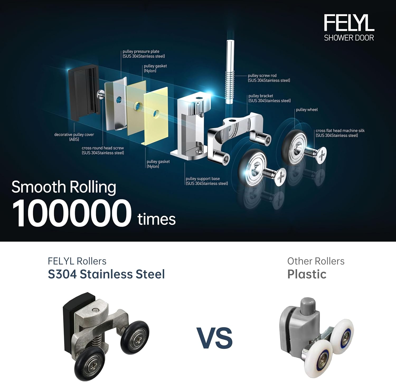 Frosted Sliding Shower Door 55-60" W x 72" H, Matte Black, Single Sliding Door, Framed, 1/4" (6mm) SGCC Tempered Glass, Reversible Installation